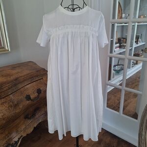 ATM Anthony Thomas Melillo White Ruched Babydoll Dress